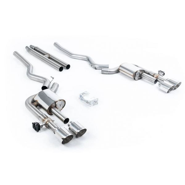 Ligne d'échappement inox Cat-Back à valves MILLTEK pour Ford Mustang MK7 5.0 V8 Dark Horse S650 FastBack (2024+)(Race)