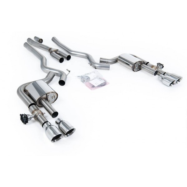 Ligne d'échappement inox Cat-Back à valves MILLTEK pour Ford Mustang MK7 2.3 EcoBoost S650 Fastback (2024+)(Race)